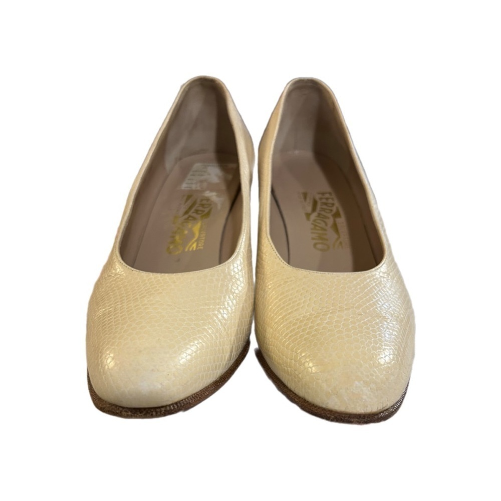 Salvatore Ferragamo Snakeskin Leather Pumps Shoes Size 9AA - Picture 3 of 6